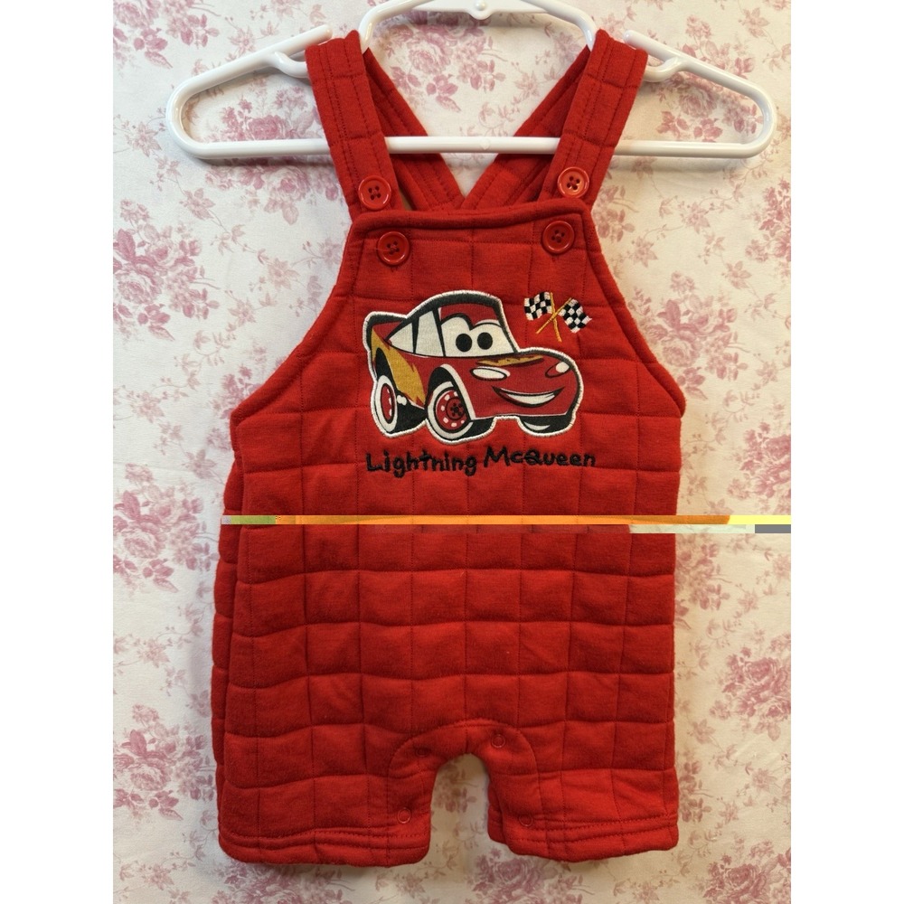 Disney Baby Cars Lightning McQueen Red Romper Overalls 0-3 Months